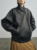 Women Leather Bomber Jacket Oversized Genuine Leather Black S