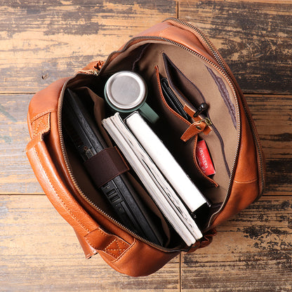 Men’s Leather Backpack with Trolley Sleeve