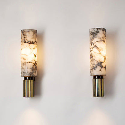 Modern All-Copper Marble Wall Lamp Cylinder Wall Sconce