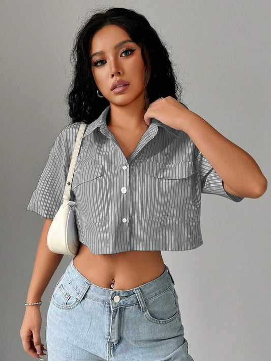 cropped striped shirts for women