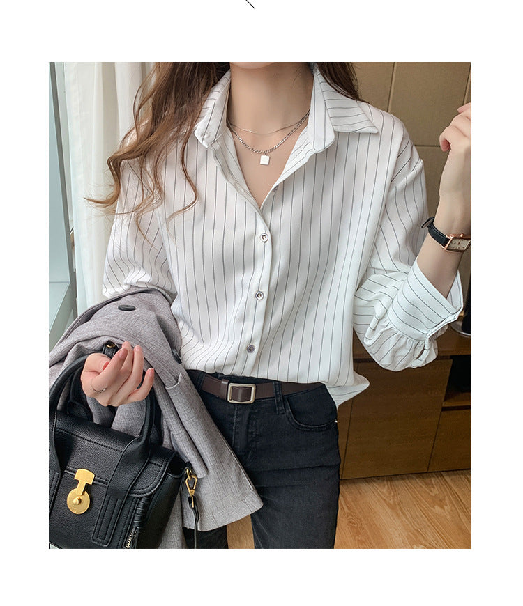 button down striped short sleeve women's shirt