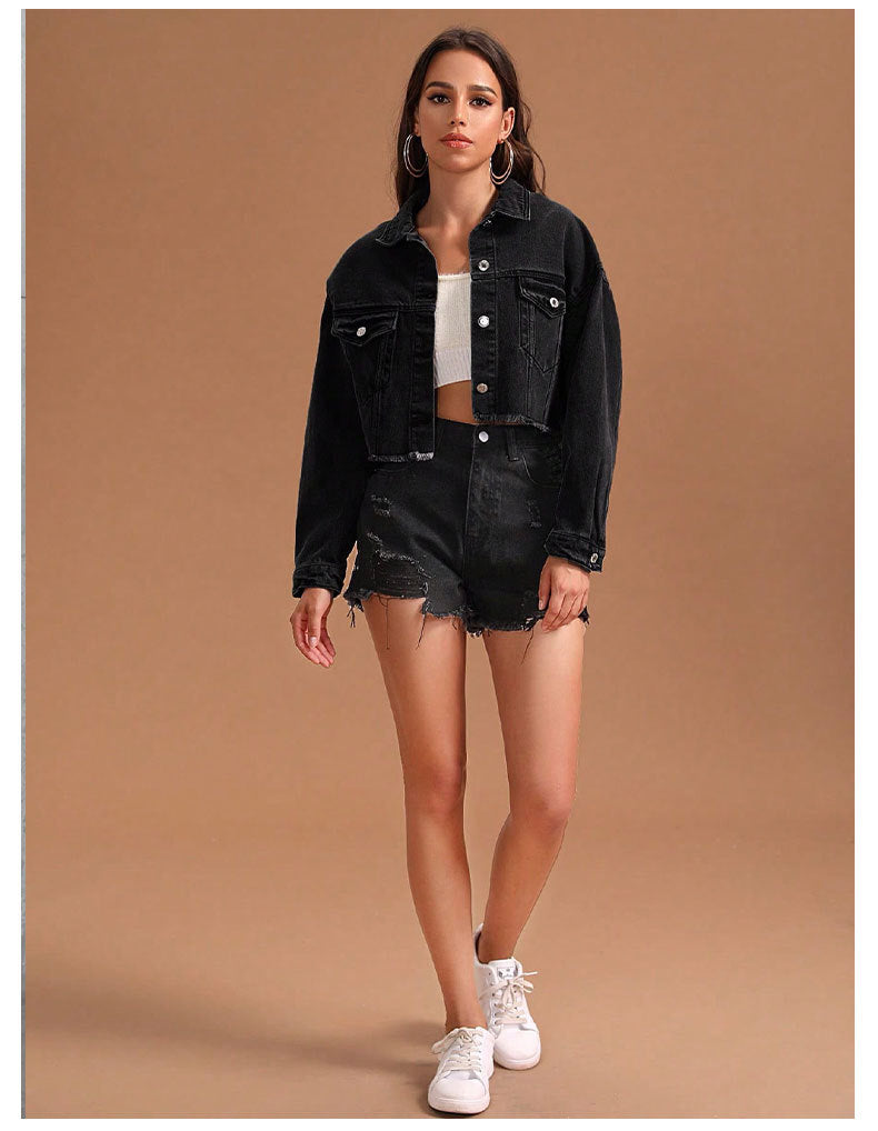women Drop Shoulder Denim Jacket