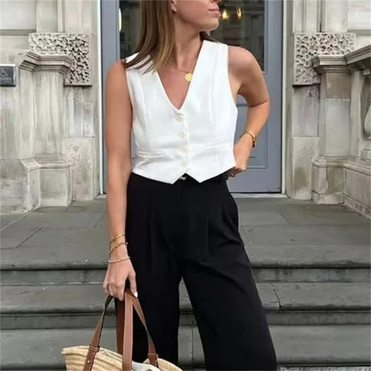 Women's Causal Vest Sleeveless Office Four Buttons