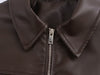 Women Faux Leather Bomber Jacket with Zipper Front
