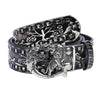 Women punk embossed leather tiger buckle belt