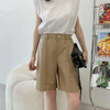 Women high waisted leather shorts