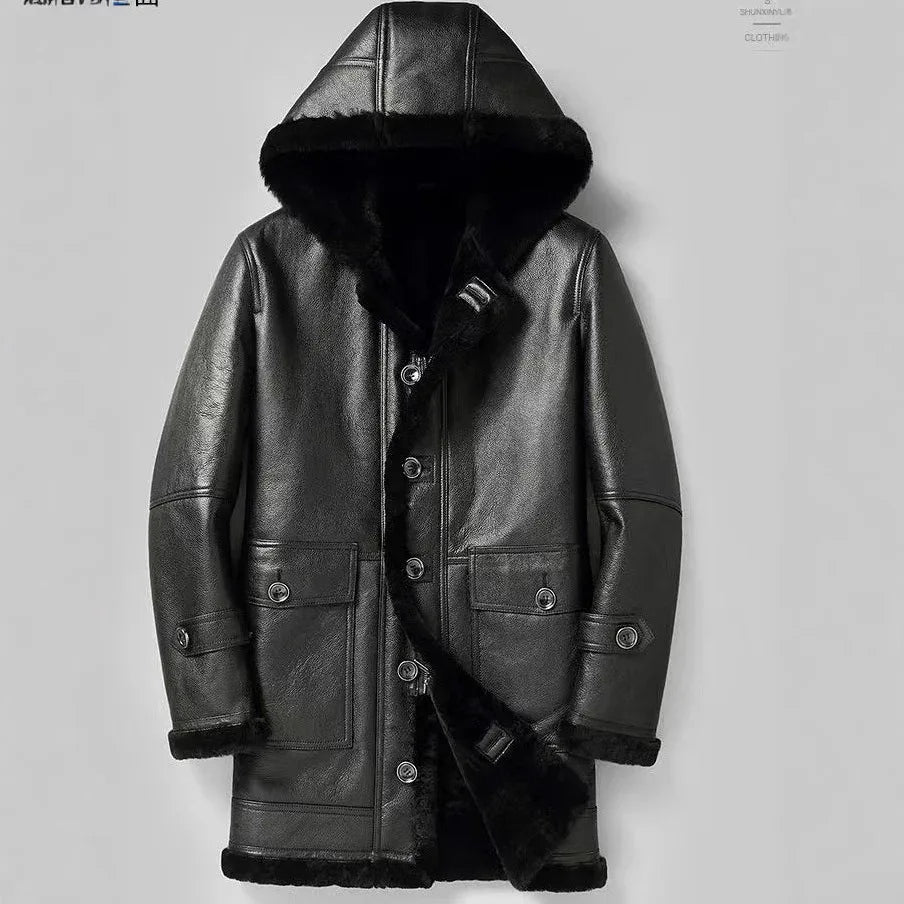 real shearling trench coat men's aviator 1 M