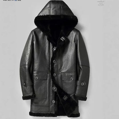 real shearling trench coat men's aviator 1 M