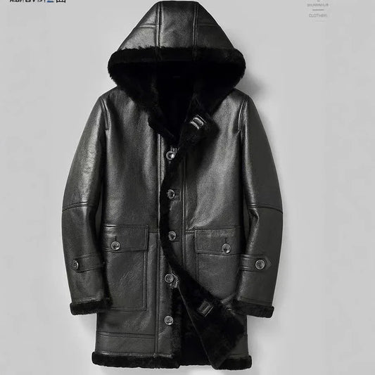 real shearling trench coat men's aviator 1 M