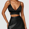 Black Wrap Crop Top with Spaghetti Straps