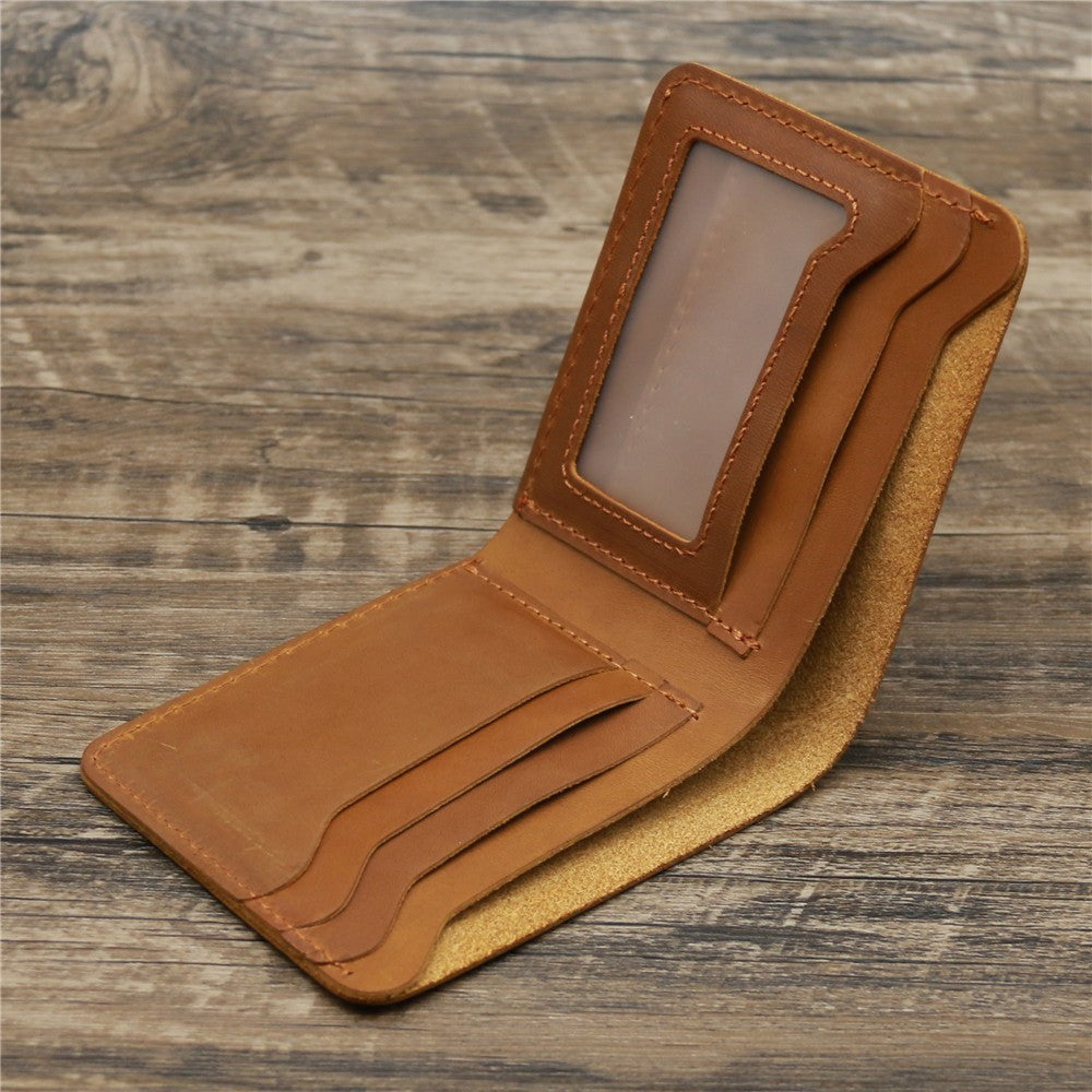 Men’s Genuine Cowhide Leather Bifold Wallet with ID Window