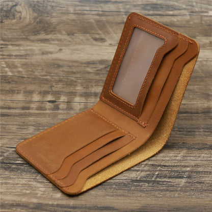Men’s Genuine Cowhide Leather Bifold Wallet with ID Window