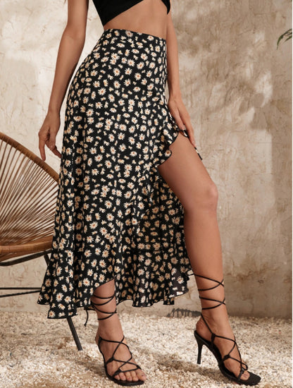 summers high waist split thigh skirt