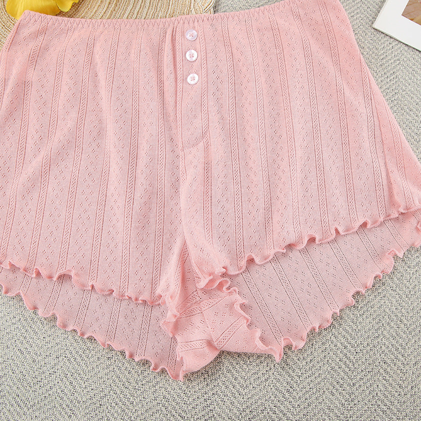 Spring knit long sleeve camisole shorts pajama set