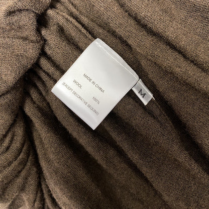 Women Wool Knit Midi Skirt Brown Elastic Waist Pleated Wool Skirt