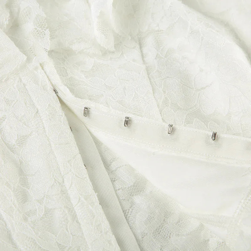 retro lace square-neck long sleeve top