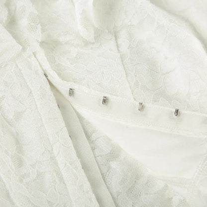 retro lace square-neck long sleeve top