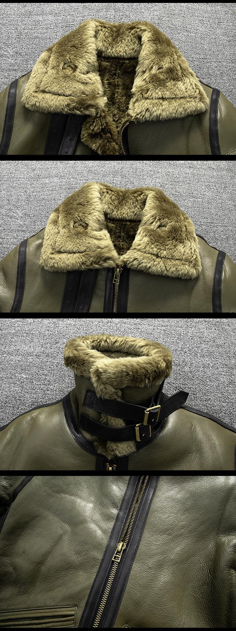 genuine shearling coat mens green
