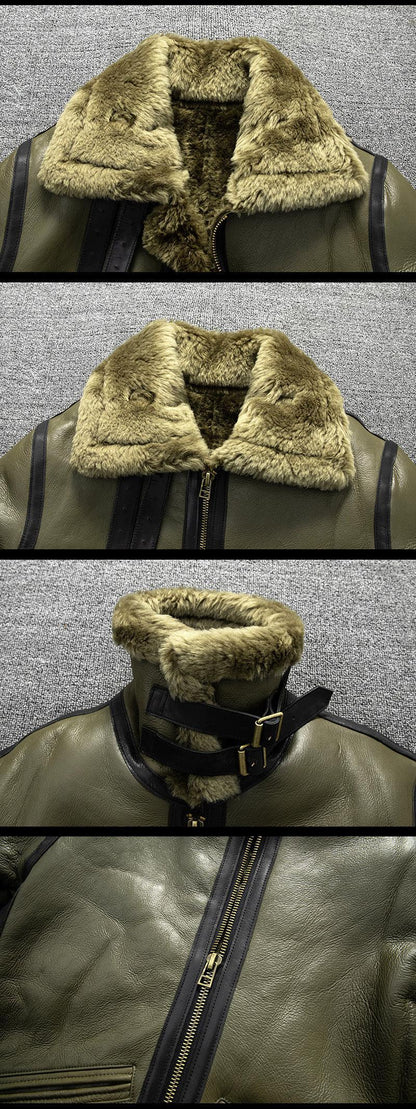 genuine shearling coat mens green