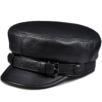 Genuine leather men cap with adjustable band