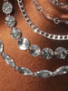 Silver Rhinestone Bra Chain Top with Layered Drapes