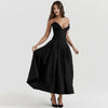 strapless v-neck corset a-line long dress