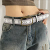 Vintage Printed Faux Leather Belt for Women