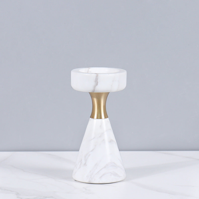 Luxury Marble Candlestick Holder with Gold Accent