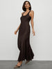 New satin maxi dress in cocoa brown