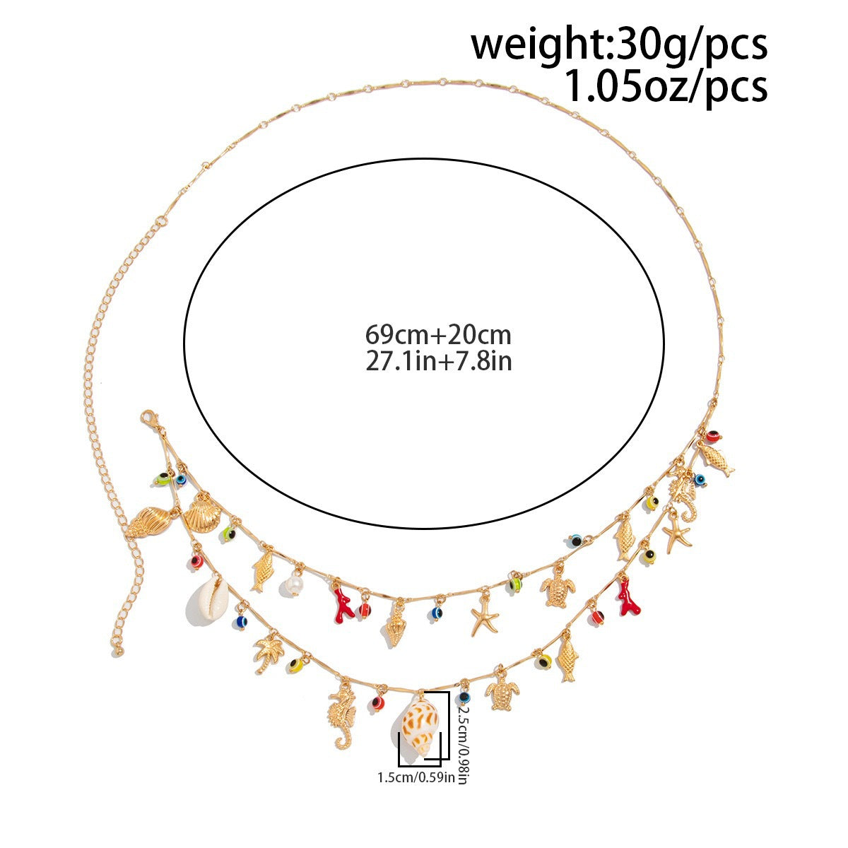 Women’s Beach Charm Waist Chain with Ocean Pendants