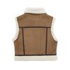 Double sided faux shearling biker vest women