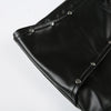 Black Faux Leather Shorts for Women with Buckle Low Waist