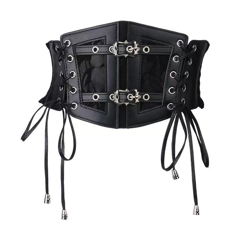 Women’s Faux Leather Corset Belt With Lace Up Sides