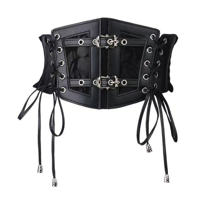 Women’s Faux Leather Corset Belt With Lace Up Sides