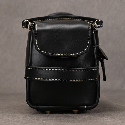 Men’s Genuine Leather Toiletry Bag with Handle and Front Pocket