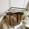 Woven Straw Beach Bag with PU Leather Trim