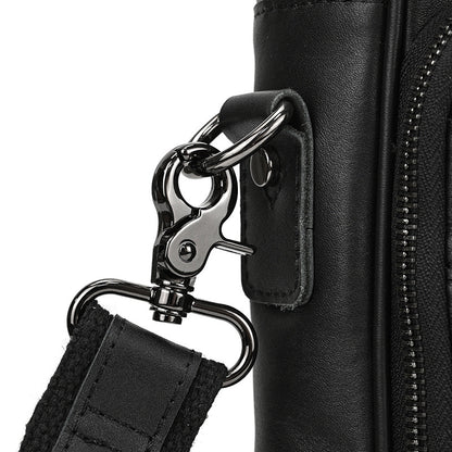 Genuine Leather Carry-On Office Bag with Trolley Strap