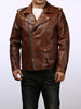 Men’s Oily Brown Waxed Cowhide Biker Jacket