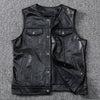 Biker Leather Vest Men Slim Fit Motorcycle Vest