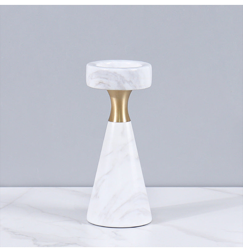 Luxury Marble Candlestick Holder with Gold Accent