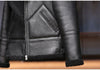 Men Real Sheepskin Shearling Fur Flight Bomber Jacket