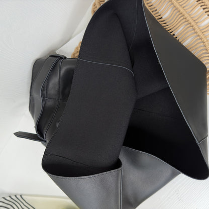 Genuine Leather A-Line Mini Skirt With Belt