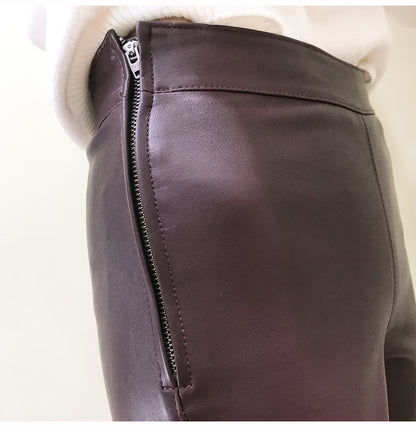 Women’s Flared Leather Pants High Waisted Cropped
