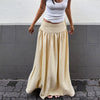 Beige gingham maxi skirt with pleated long shape