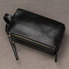 Men’s Genuine Leather Toiletry Bag with Handle and Front Pocket