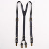 Adjustable men leather suspenders with three clips