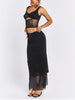 Black mesh camisole top with bow detail