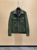 Men’s Dark Green Suede Trucker Jacket Matte Finish