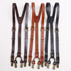 Adjustable men leather suspenders with three clips