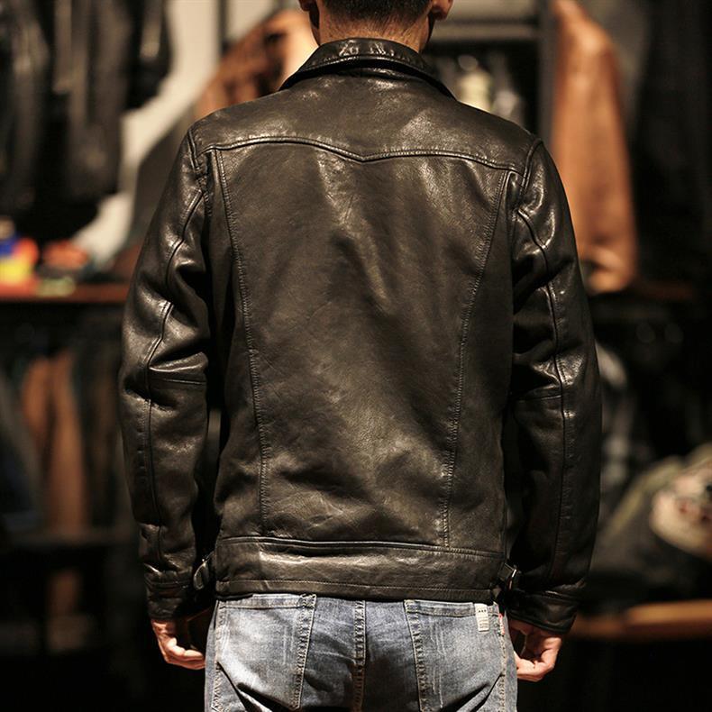 Men Leather Jacket Double Zip Bomber